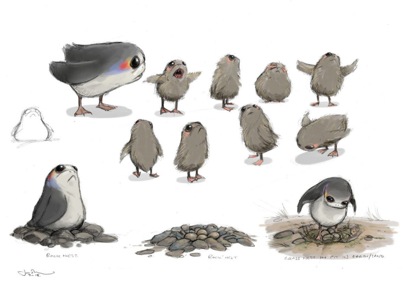 Boceto de los Porgs. (Imagen: Lucasfilm)